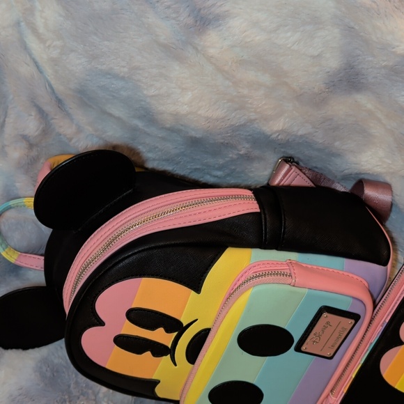 Disney Rainbow Mickey Mouse Pastel Backpack and Wallet Set - Picture 4 of 13